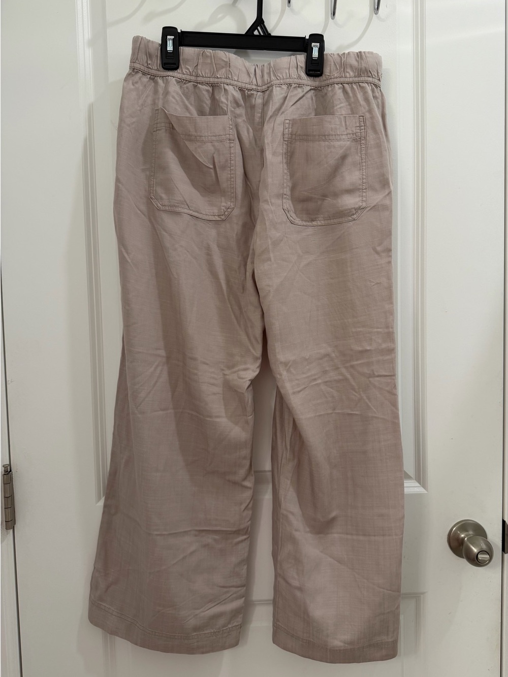 Splendid Cropped Wide-Leg Drawstring Pants in Light Beige - Picture 3 of 5